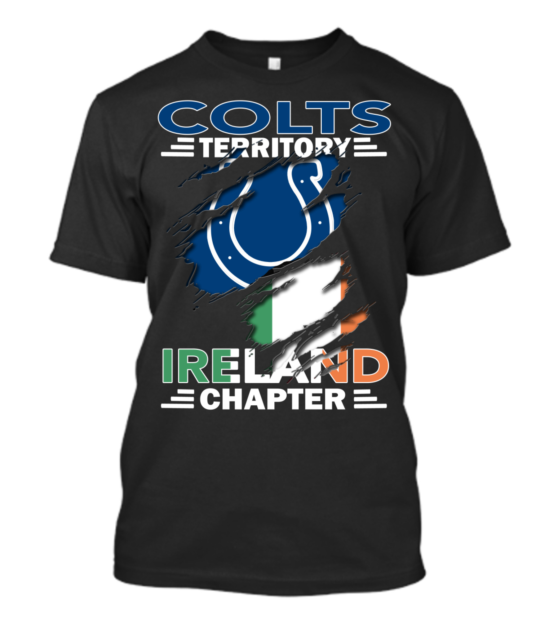 Colts Territory Ireland Chapter Blue Horseshoe Logo Irish Flag T-Shirt
