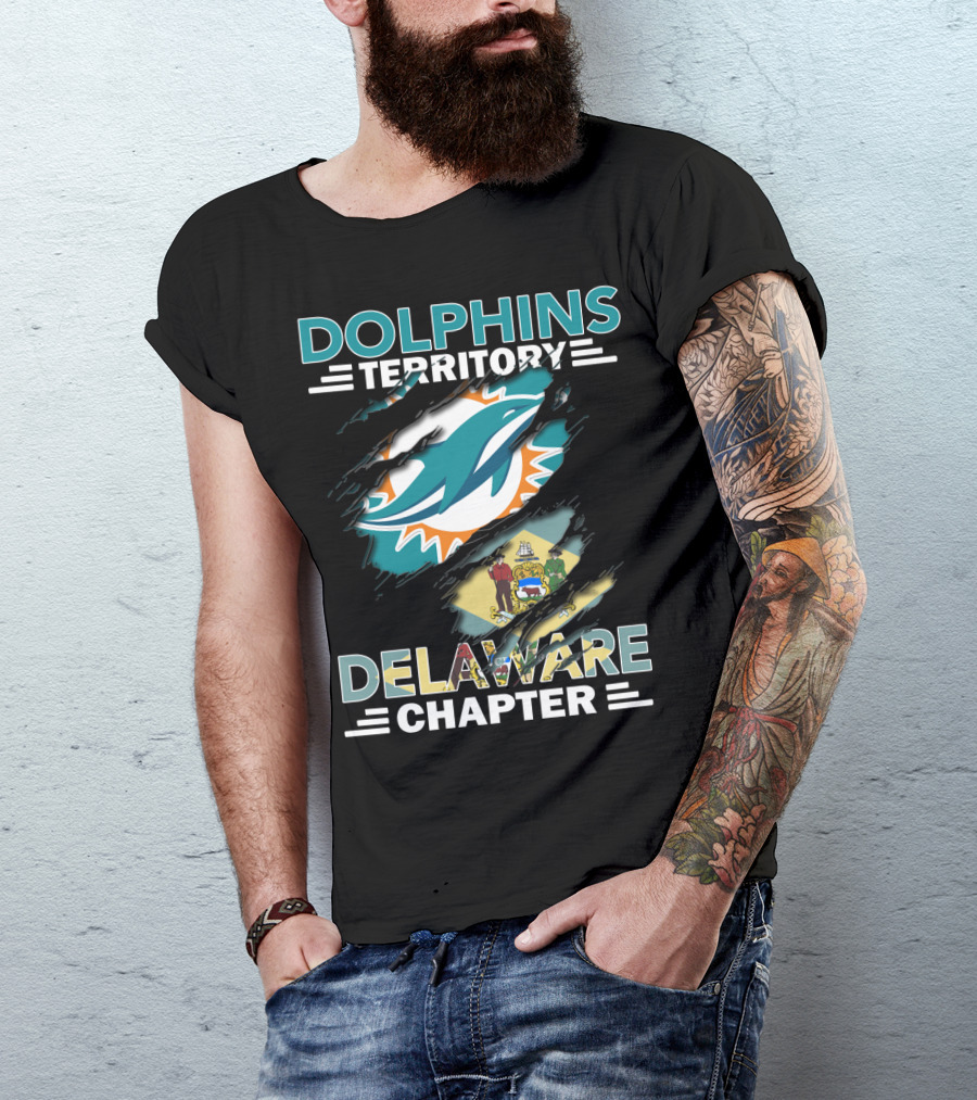 Dolphins Territory Delaware Chapter Miami Sports Fan Flag T-Shirt