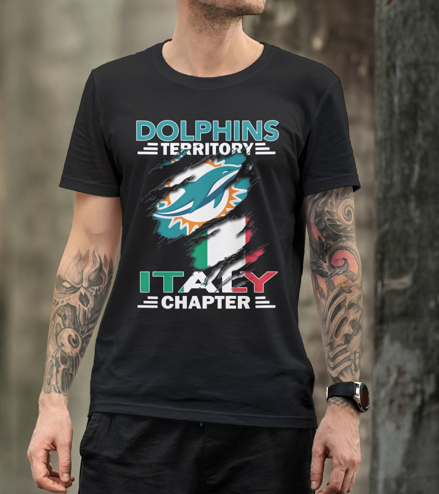 Dolphins Territory Italy Chapter Miami Logo Italian Flag T-Shirt