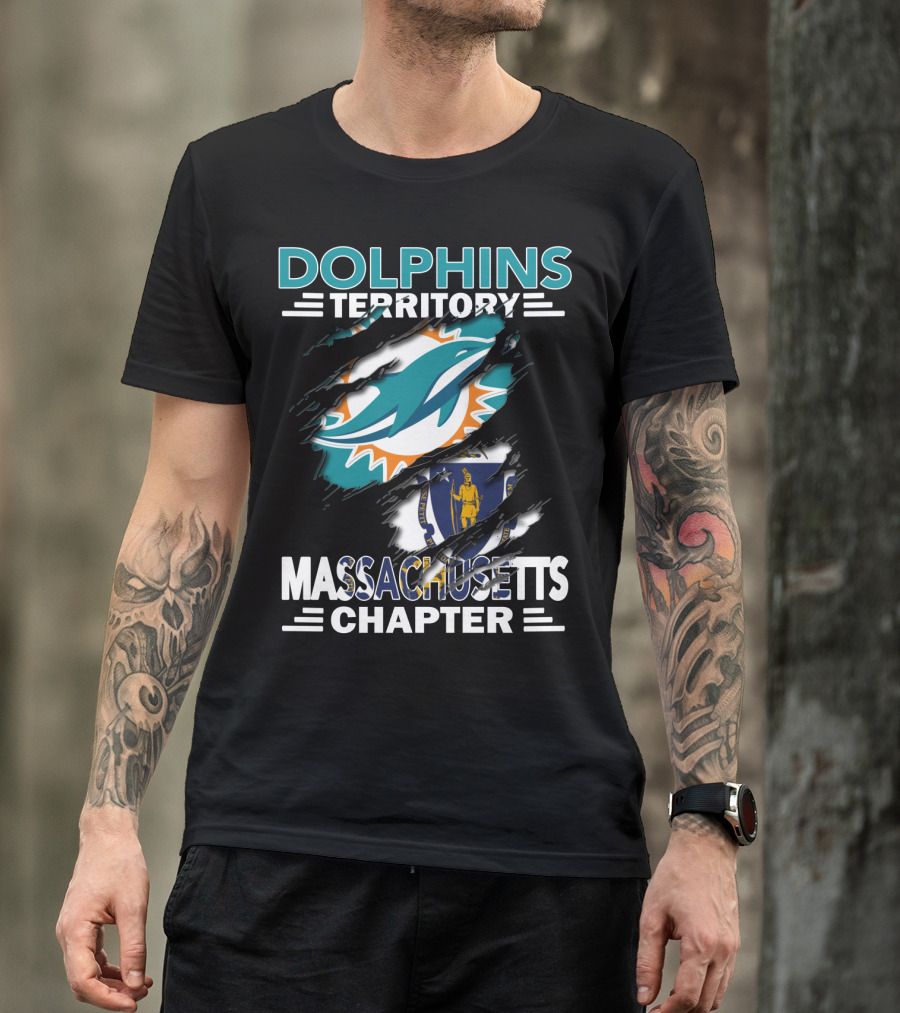 Dolphins Territory Massachusetts Chapter Miami Logo And State T-Shirt
