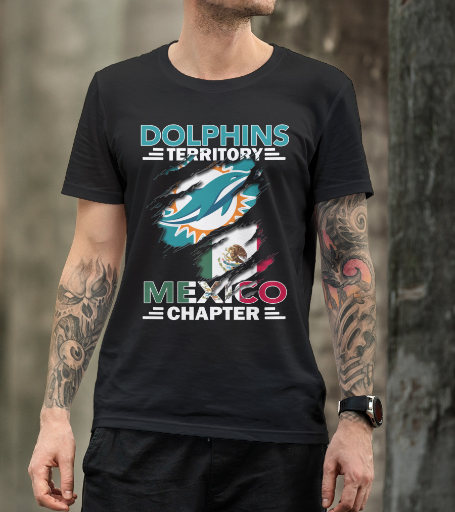 Dolphins Territory Mexico Chapter Miami Dolphins Logo Mexican Flag T-Shirt