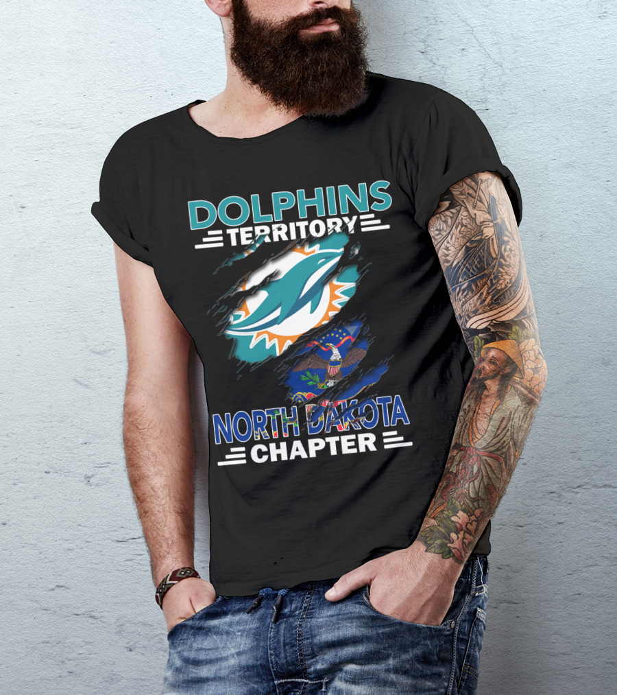 Dolphins Territory North Dakota Chapter Miami Football Fan Flag T-Shirt