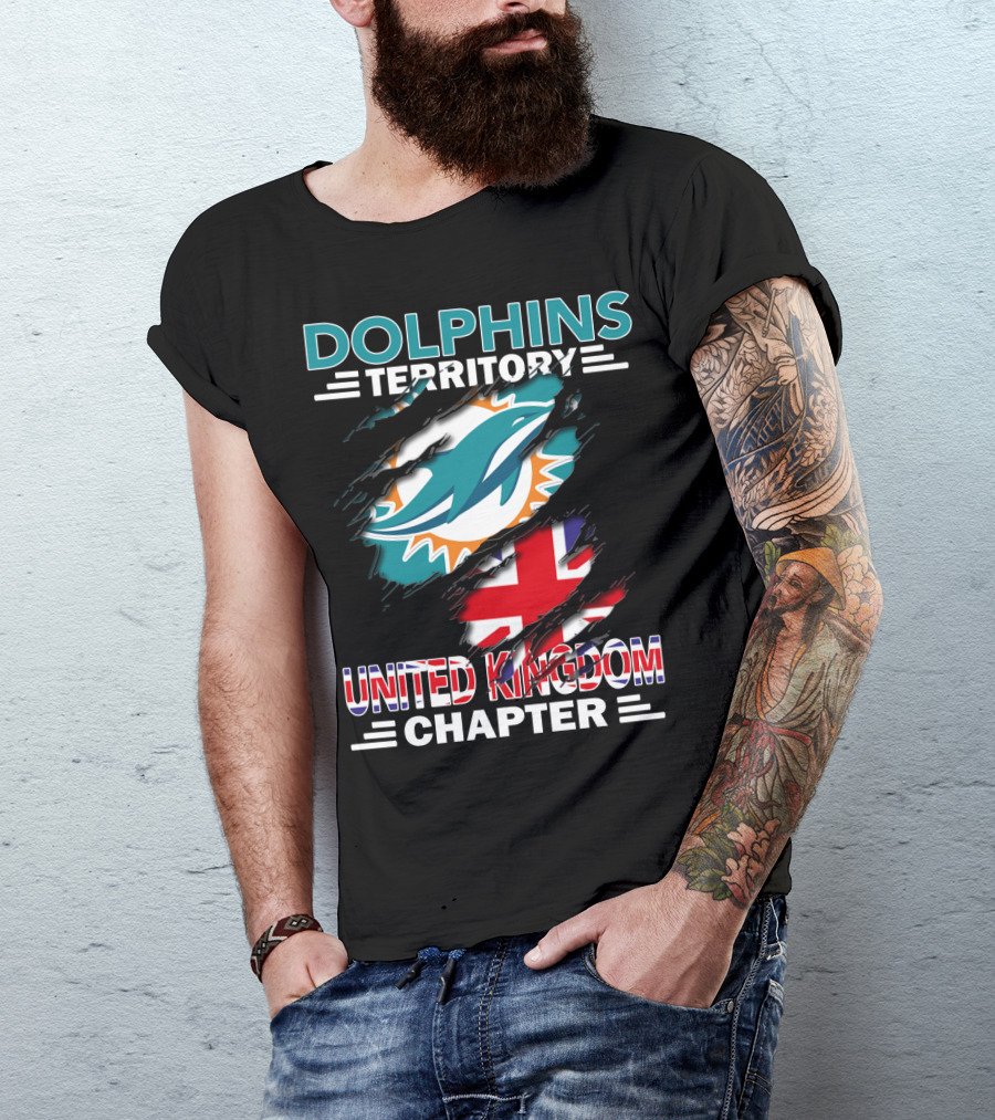 Dolphins Territory United Kingdom Chapter Miami Dolphins Union Jack T-Shirt