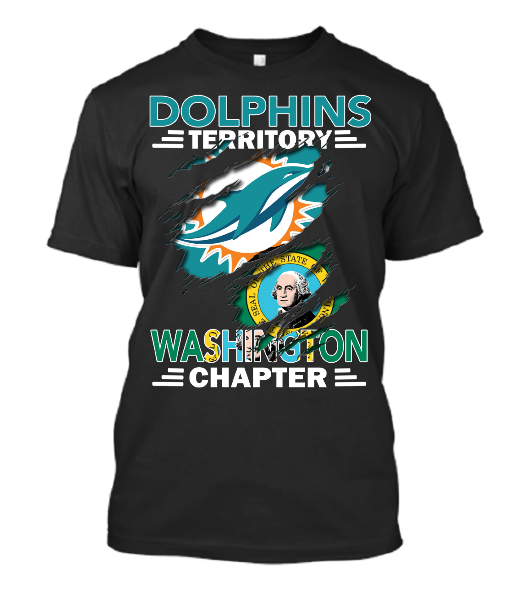 Dolphins Territory Washington Chapter Seal Logo Integration T-Shirt