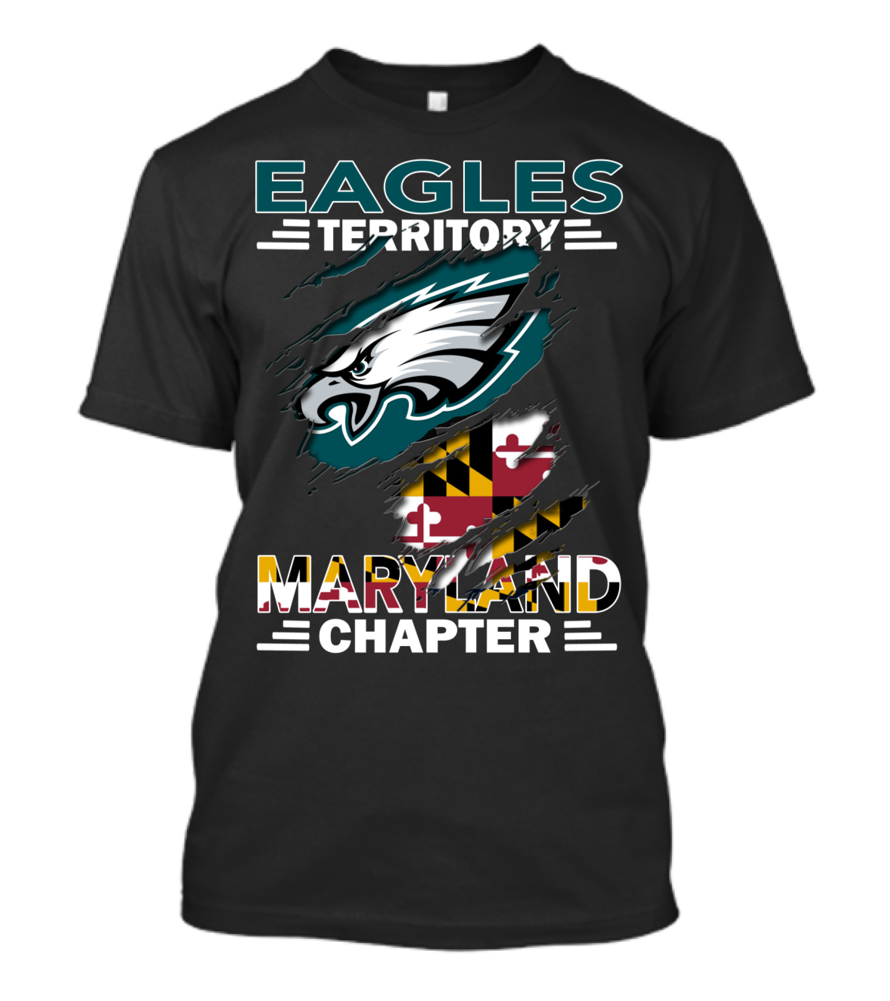 Eagles Territory Maryland Chapter With Maryland Flag And Eagles Team T-Shirt
