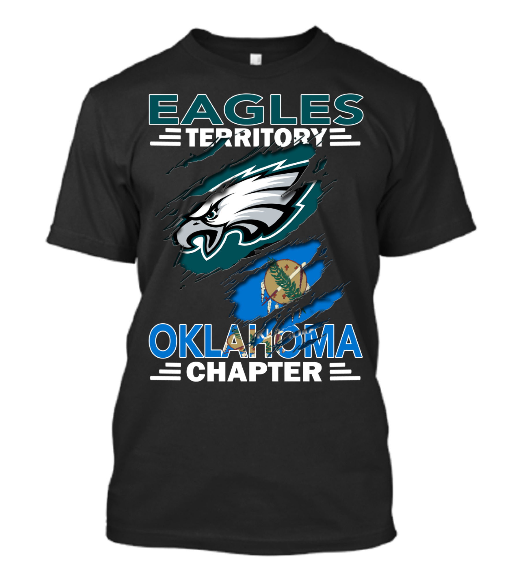 Eagles Territory Oklahoma Chapter Philadelphia Eagles Logo And State Flag T-Shirt
