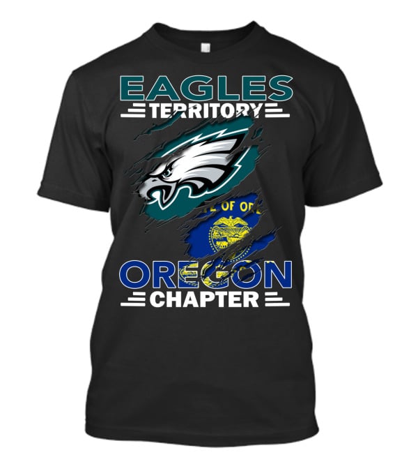 Eagles Territory Oregon Chapter NFL Fan Group Philadelphia Logo And State Flag T-Shirt