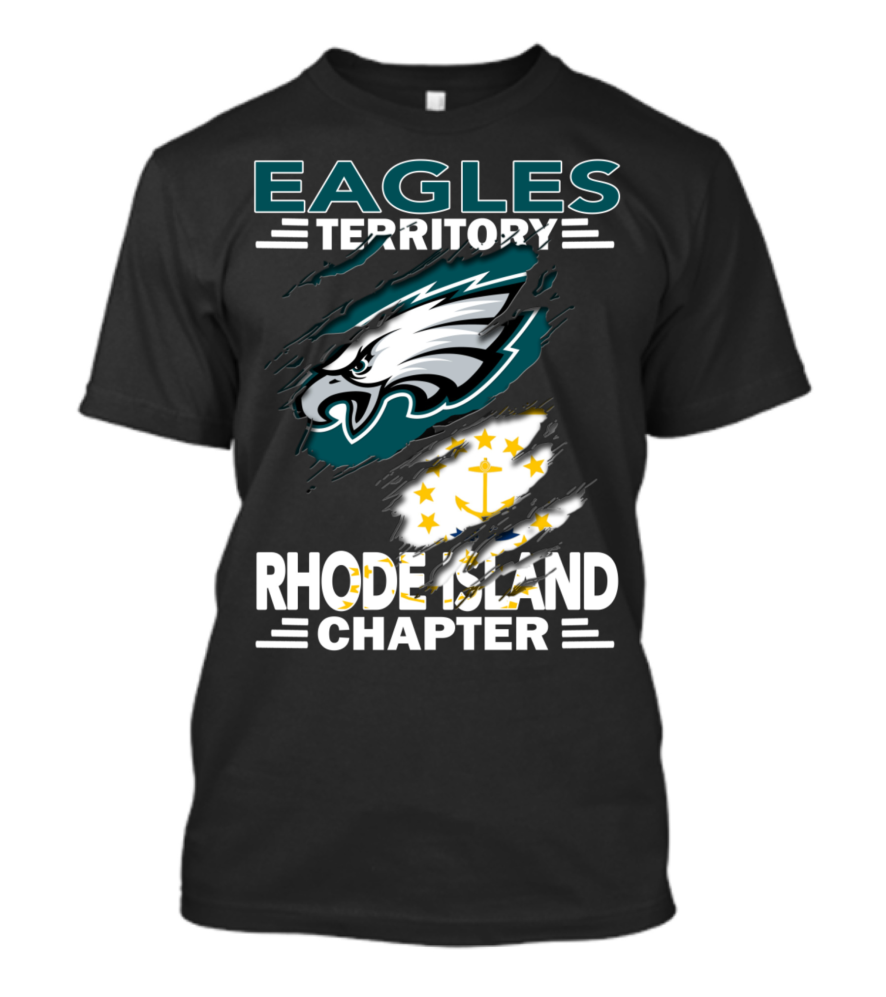 Eagles Territory Rhode Island Chapter Logo With State Flag And Team Insignia T-Shirt