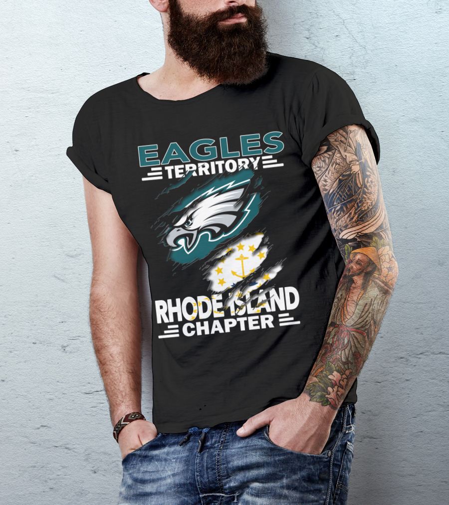 Eagles Territory Rhode Island Chapter Logo With State Flag And Team Insignia T-Shirt
