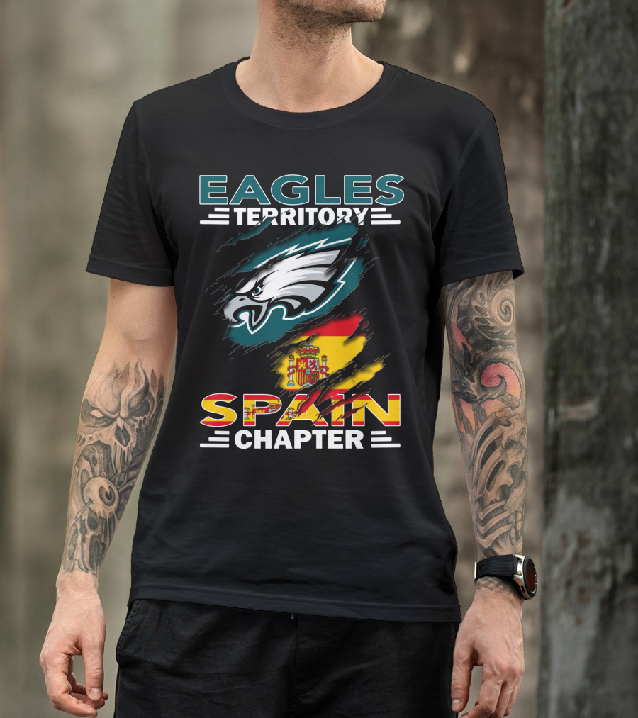 Eagles Territory Spain Chapter Fan Pride With Spanish Flag And Eagle T-Shirt