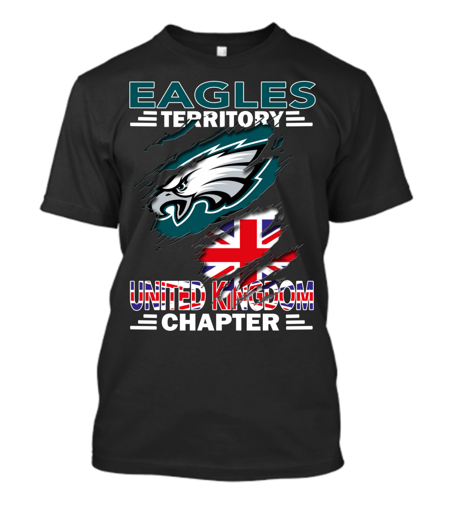 Eagles Territory United Kingdom Chapter NFL Team Logo Union Jack T-Shirt