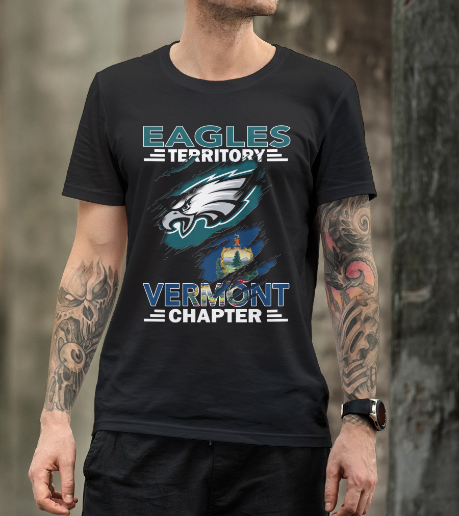 Eagles Territory Vermont Chapter Emblem With Vermont State T-Shirt
