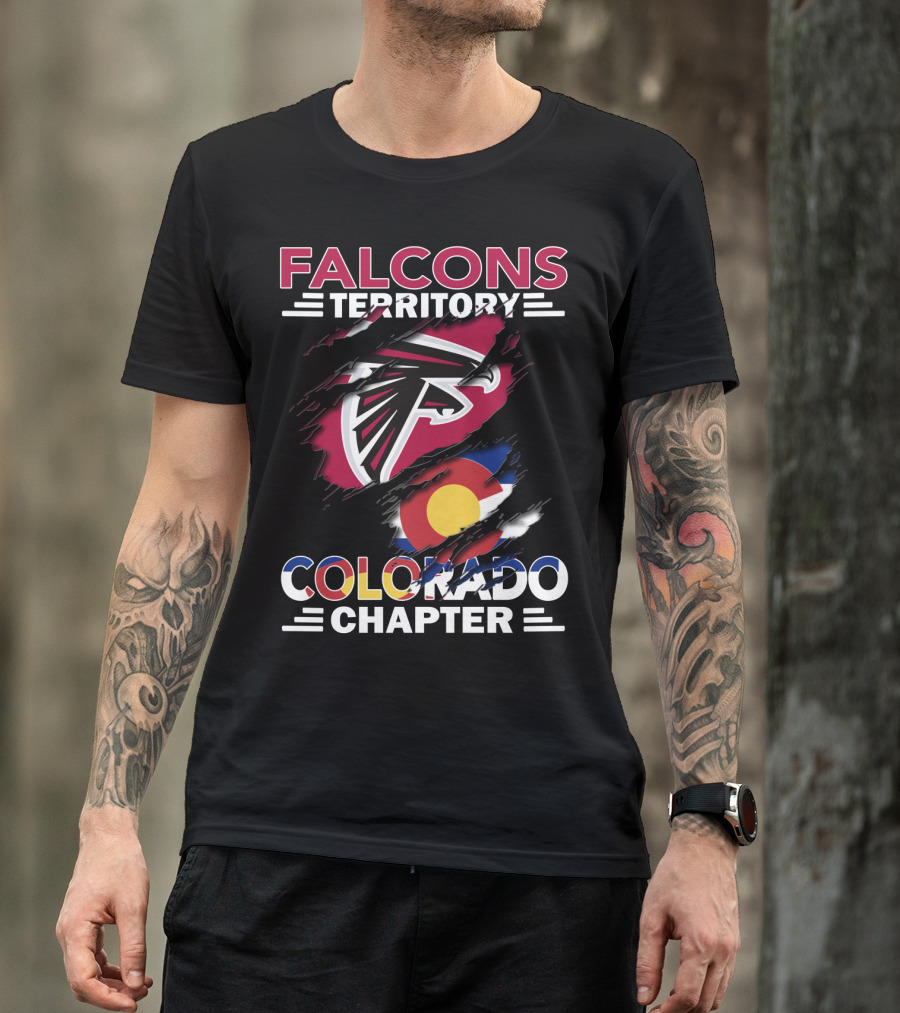 Falcons Territory Colorado Chapter With Falcons Logo And Colorado Flag T-Shirt