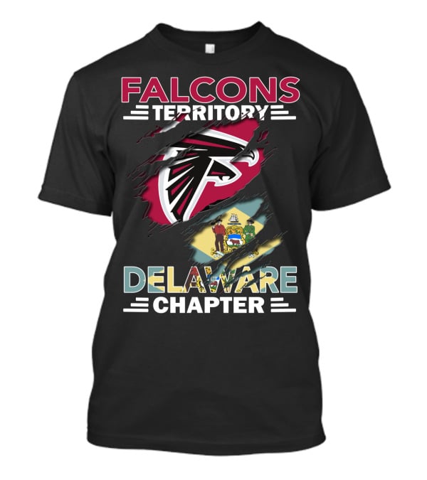 Falcons Territory Delaware Chapter With Falcons Logo And Delaware Flag T-Shirt