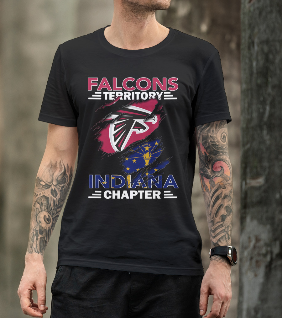 Falcons Territory Indiana Chapter With Atlanta Falcons Logo And Indiana State Flag T-Shirt