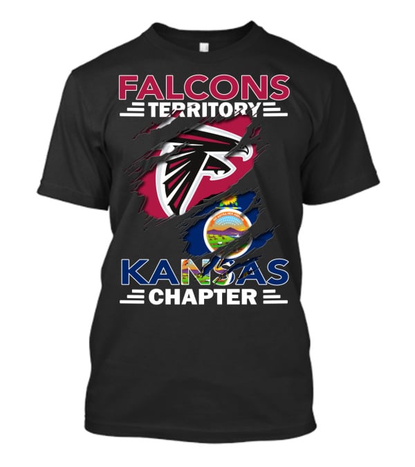 Falcons Territory Kansas Chapter With Atlanta Falcons Logo And Kansas State Flag T-Shirt