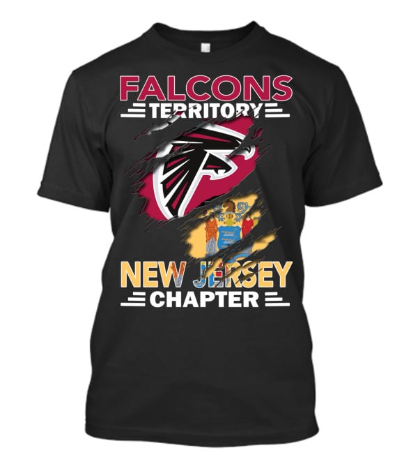 Falcons Territory New Jersey Chapter Falcons Logo And State Flag T-Shirt