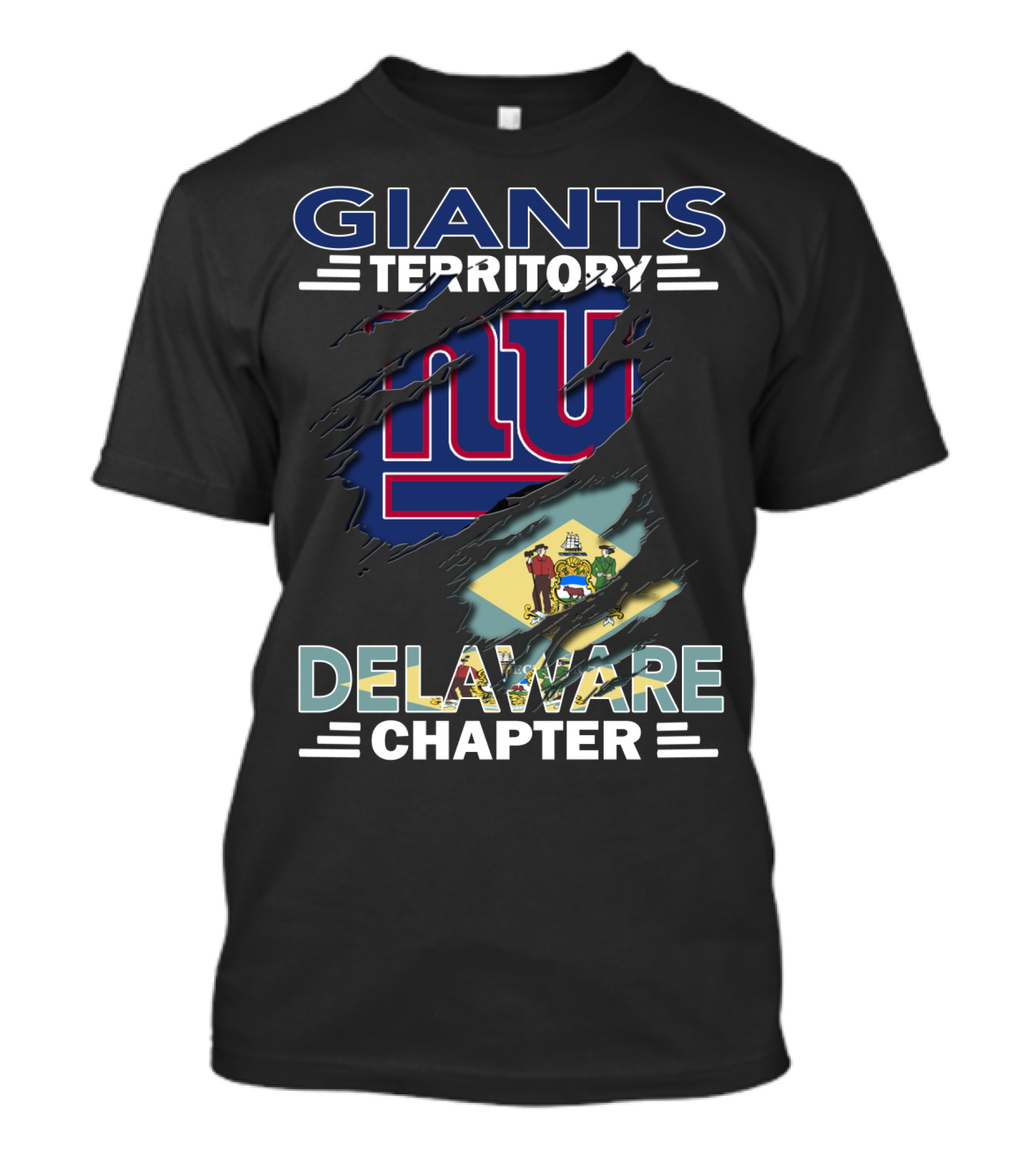 Giants Territory New York Delaware Chapter Logos And Flag T-Shirt