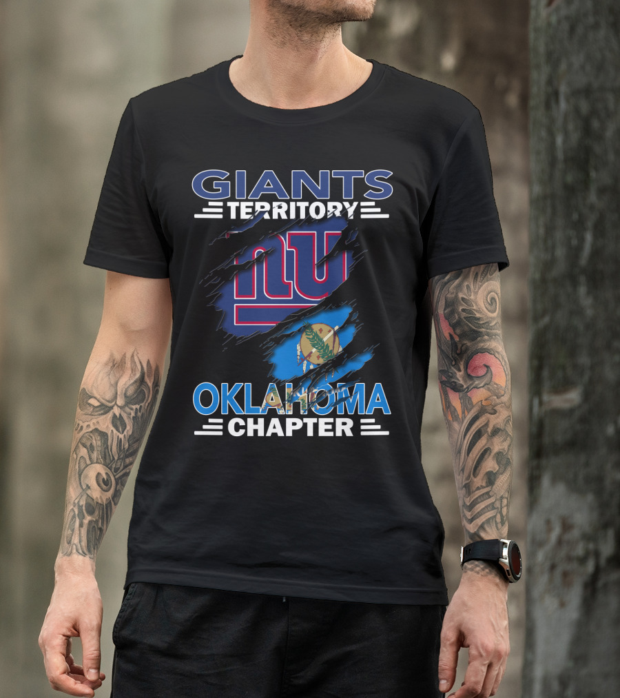 Giants Territory Oklahoma Chapter NY Giants Oklahoma Flag Fan Club T-Shirt