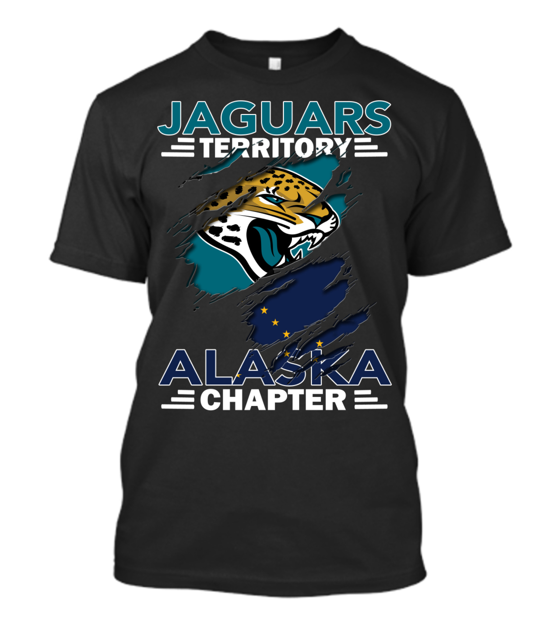 Jaguars Territory Alaska Chapter Big Cat With Claws And Stars T-Shirt