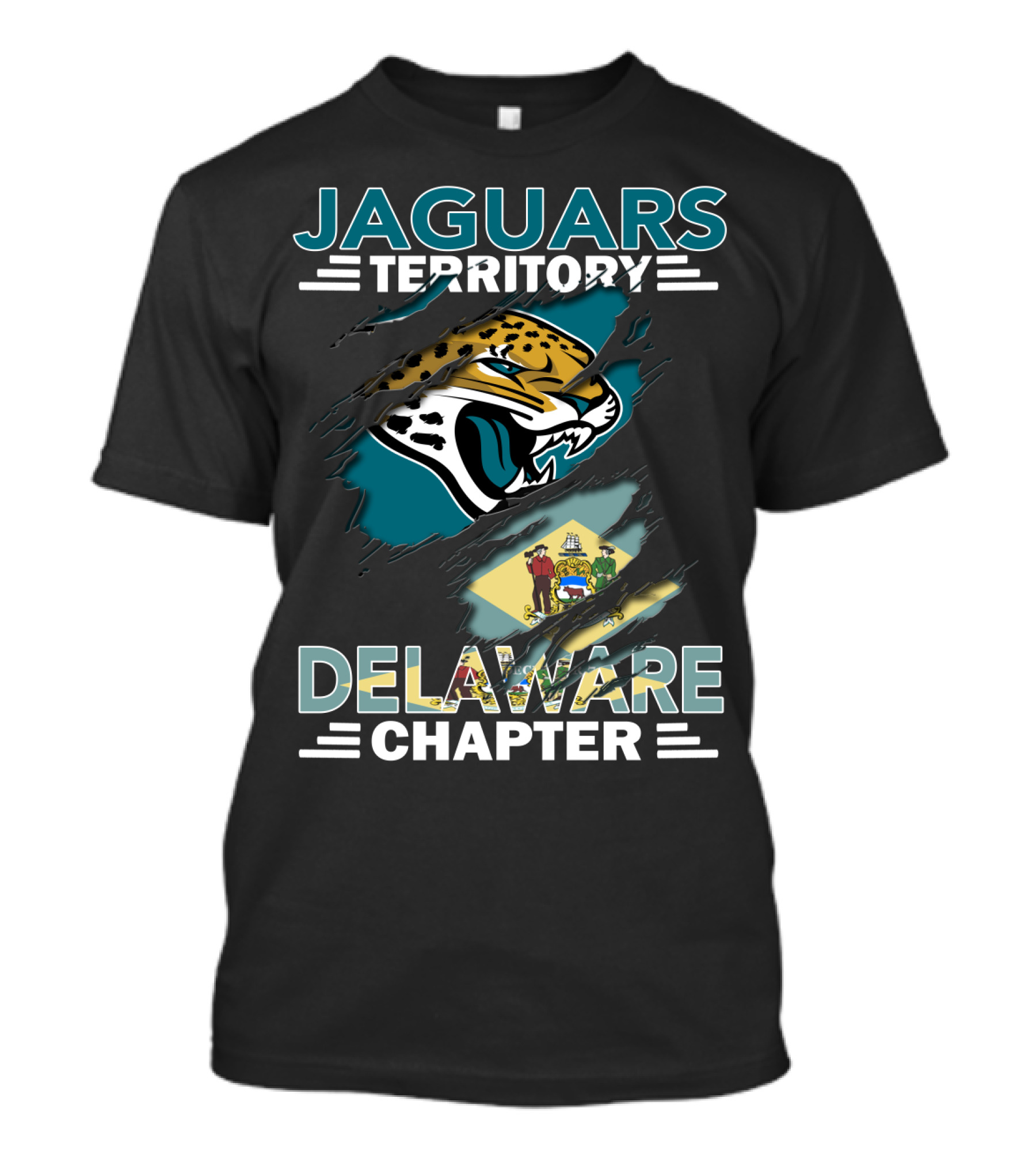 Jaguars Territory Delaware Chapter Logo With State Flag T-Shirt