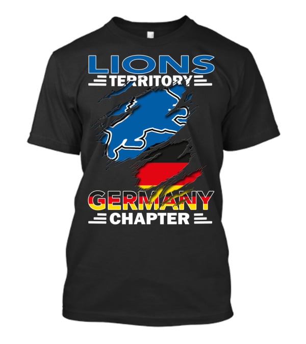 Lions Territory Germany Chapter Blue Lion German Flag Graphics T-Shirt