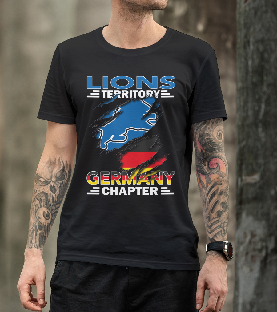 Lions Territory Germany Chapter Blue Lion German Flag Graphics T-Shirt