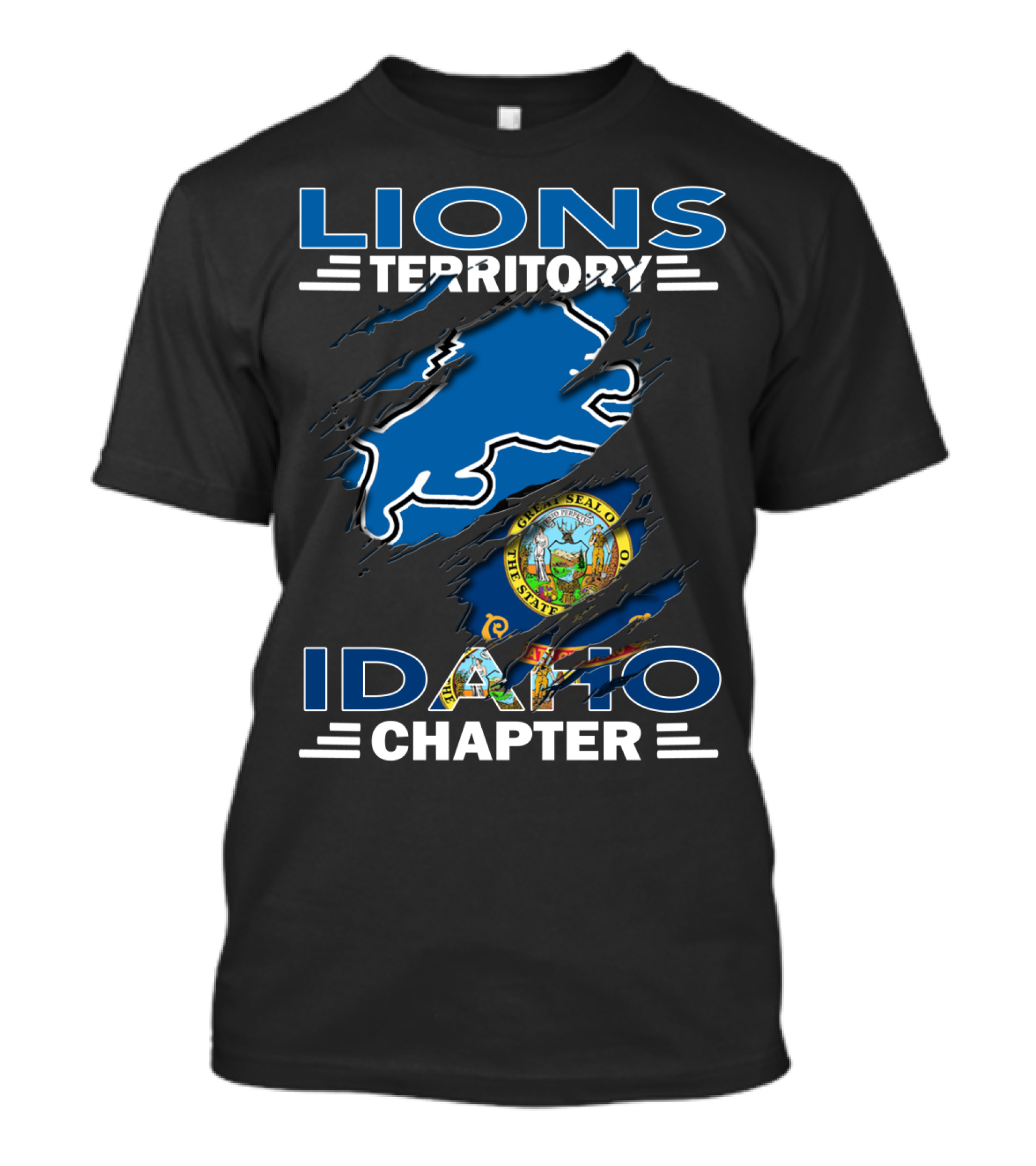 Lions Territory Idaho Chapter State Seal And Lion Map T-Shirt