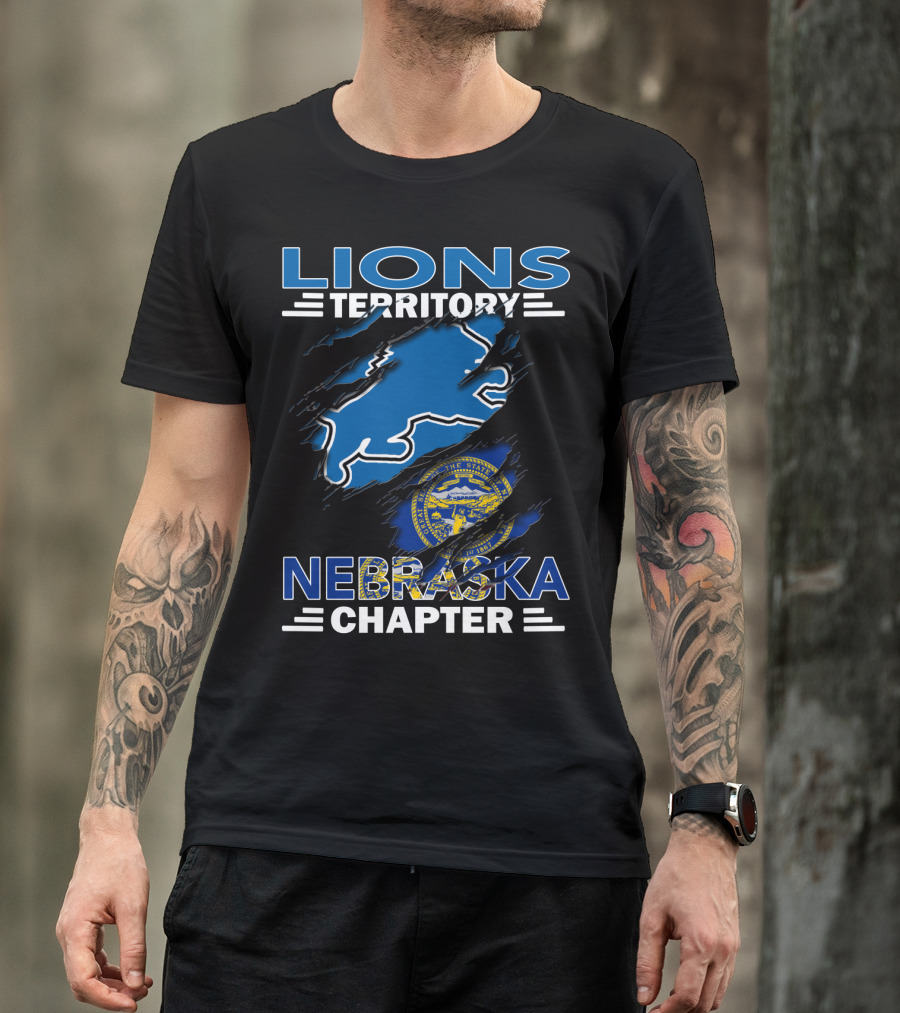 Lions Territory Nebraska Chapter Blue Lion State Seal T-Shirt