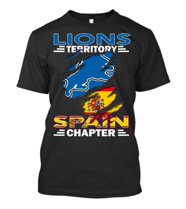Lions Territory Spain Chapter Blue Lion Spanish Flag T-Shirt