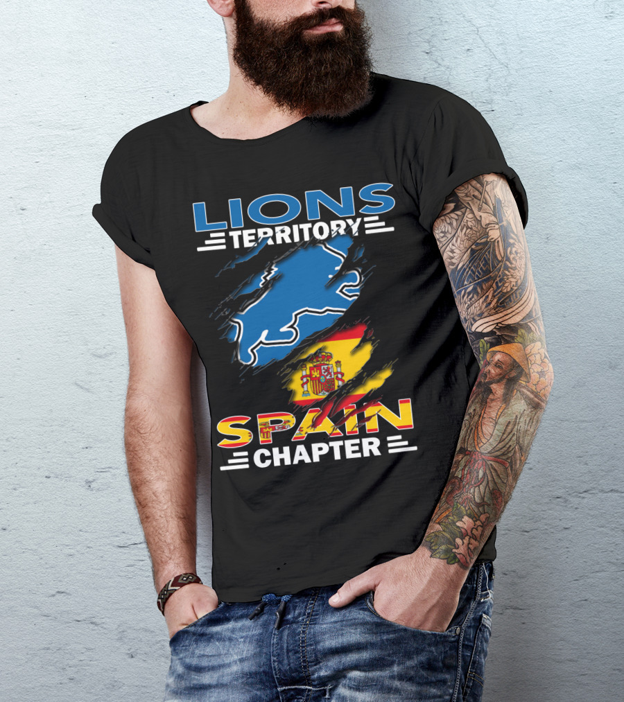 Lions Territory Spain Chapter Blue Lion Spanish Flag T-Shirt