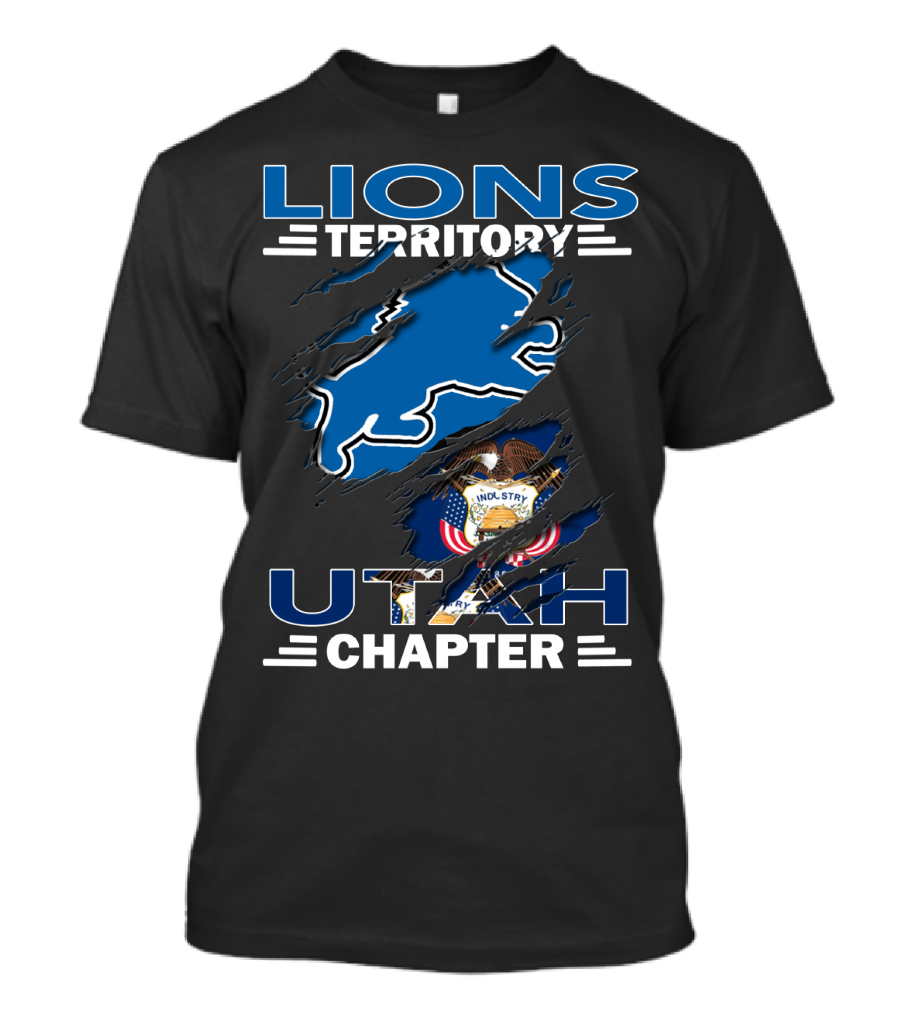 Lions Territory Utah Chapter State Flag Emblem T-Shirt