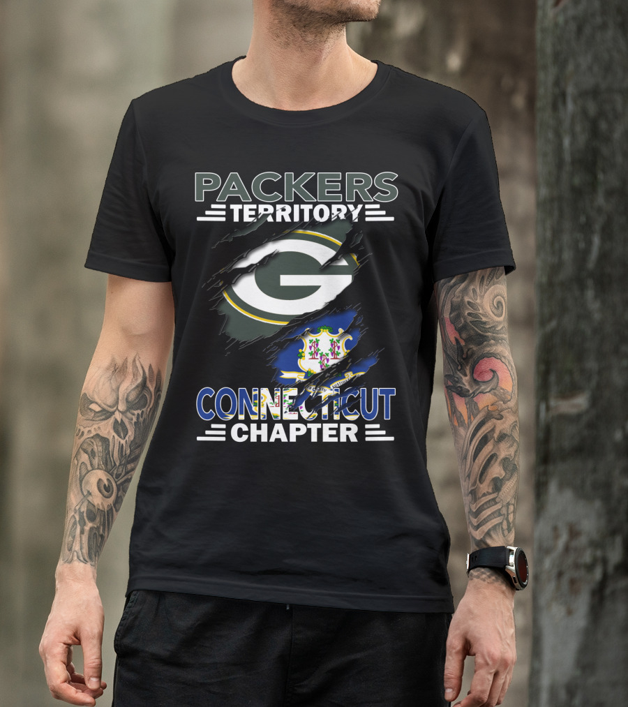 Packers Territory Connecticut Chapter Green Bay Logo And Connecticut State Emblem T-Shirt