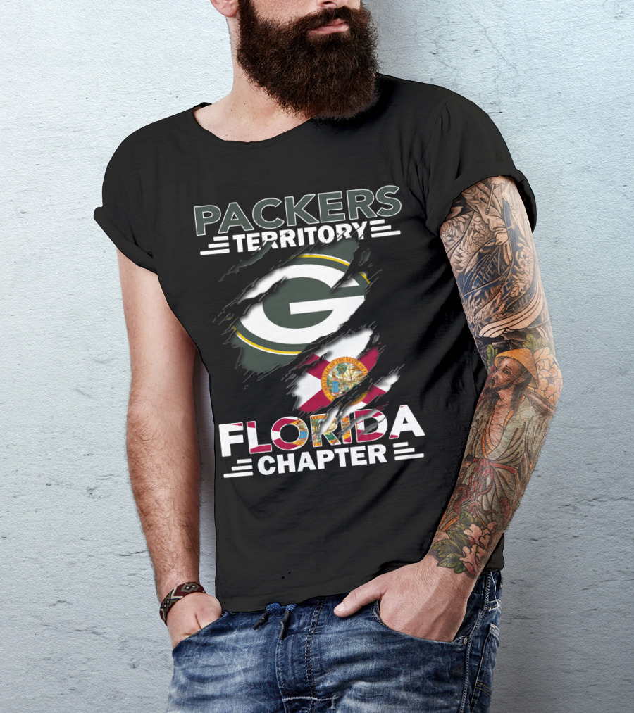 Packers Territory Florida Chapter Green Bay Logo And Florida State Flag T-Shirt