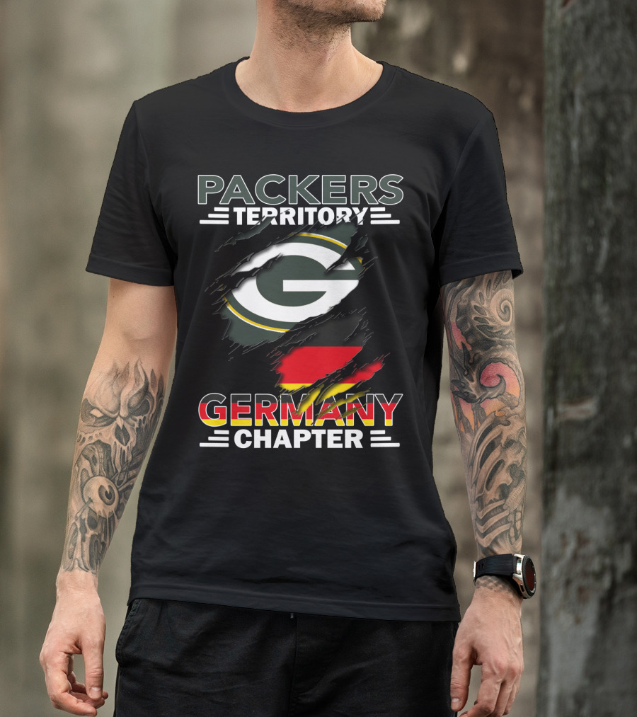 Packers Territory Germany Chapter Green Bay Logo With German Flag T-Shirt