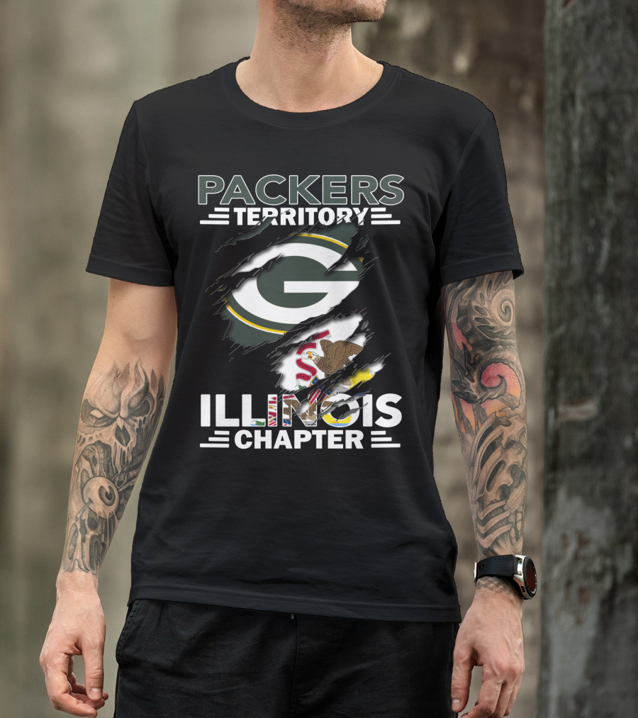 Packers Territory Illinois Chapter Green Bay Packers Logo And Illinois State Flag T-Shirt