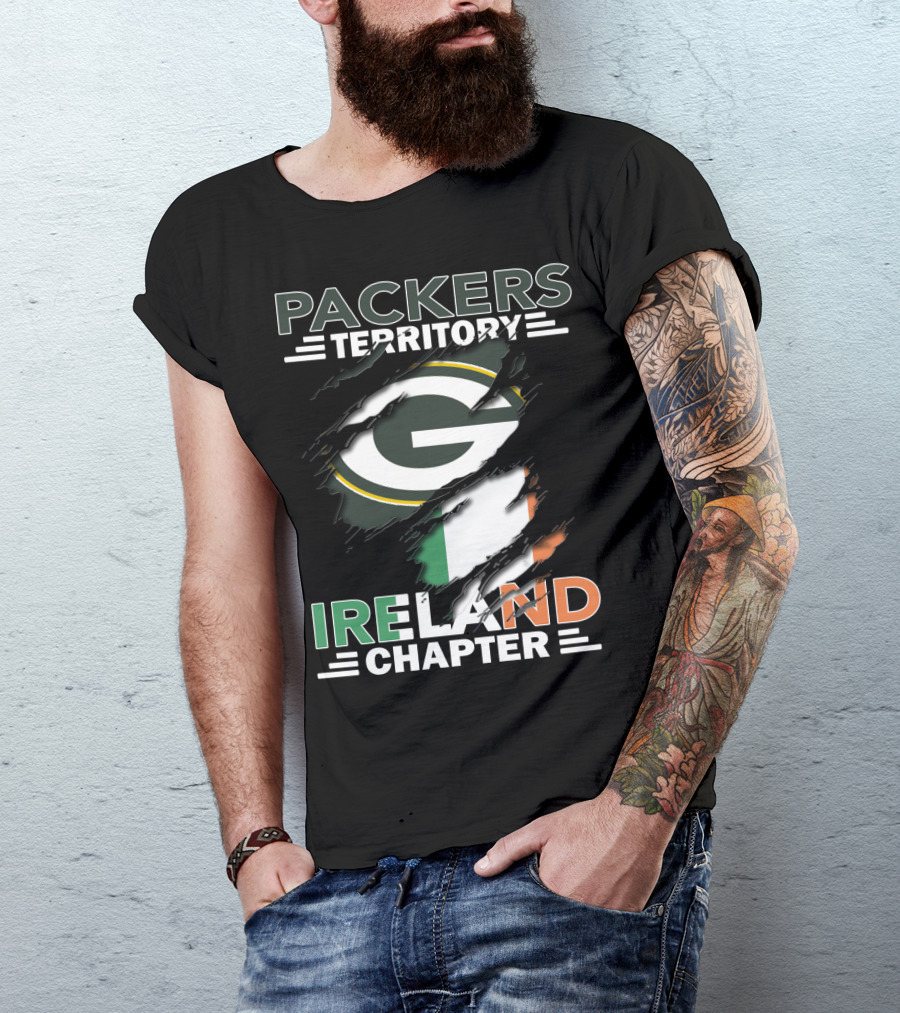 Packers Territory Ireland Chapter Green Bay Logo And Irish Flag T-Shirt