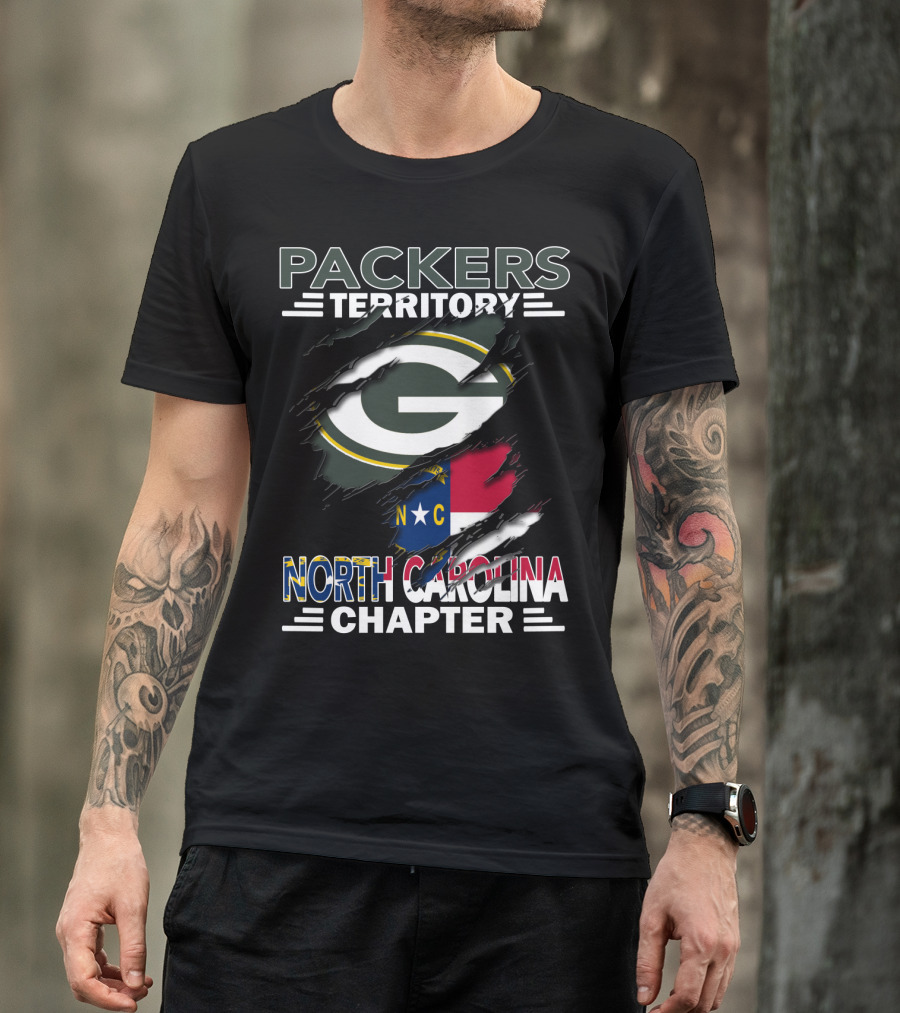 Packers Territory Green Bay Logo North Carolina Chapter NC Flag T-Shirt