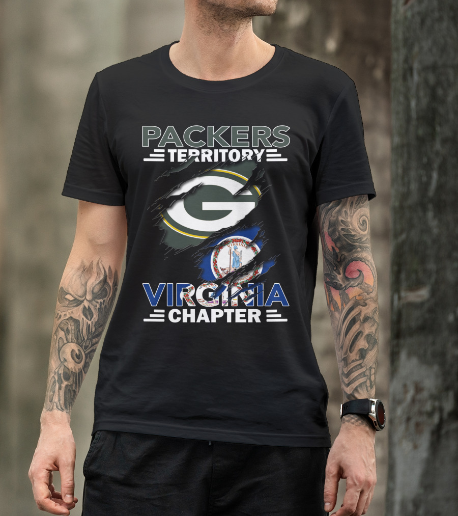 Packers Territory Virginia Chapter Green Bay Logo Virginia Flag T-Shirt