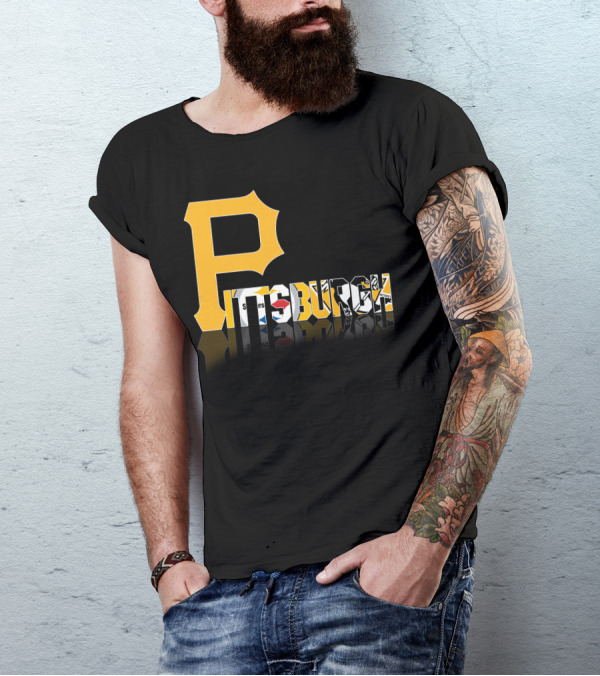Pittsburgh Steelers Penguins Logos Reflected Contrasts T-Shirt