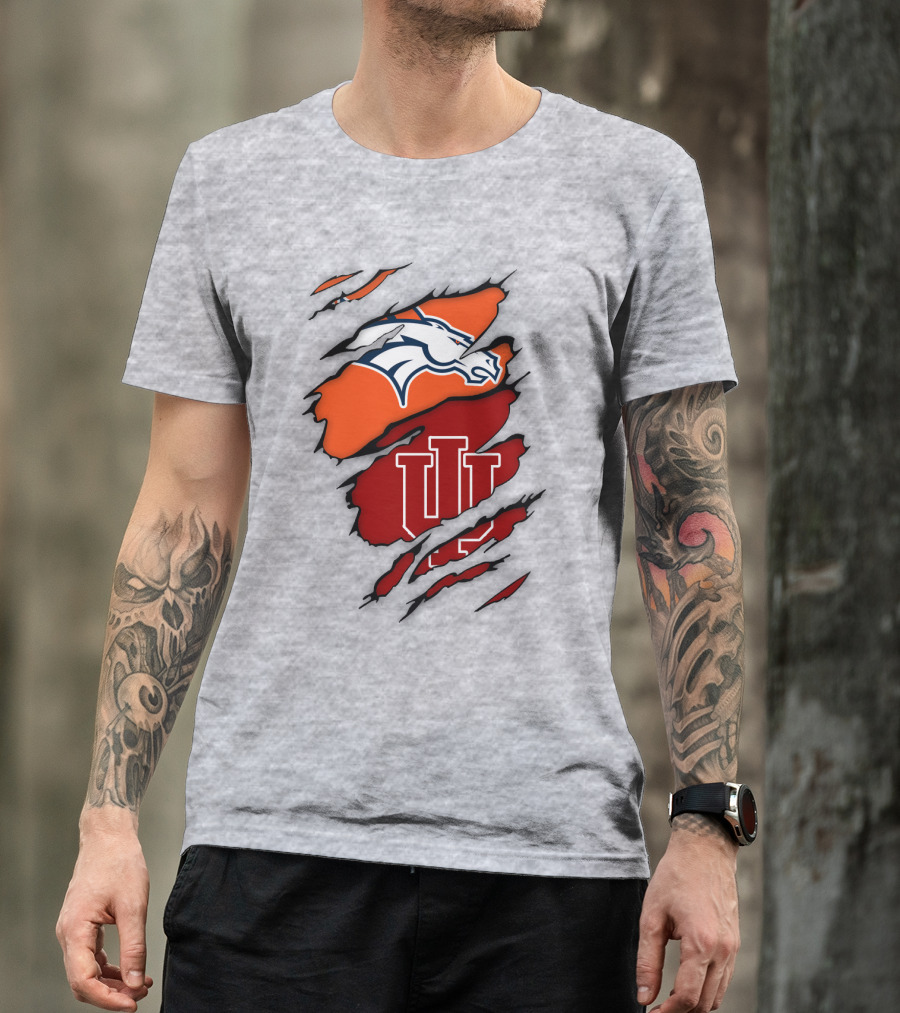 Denver Broncos Indiana Hoosiers Fan Crossover T-Shirt