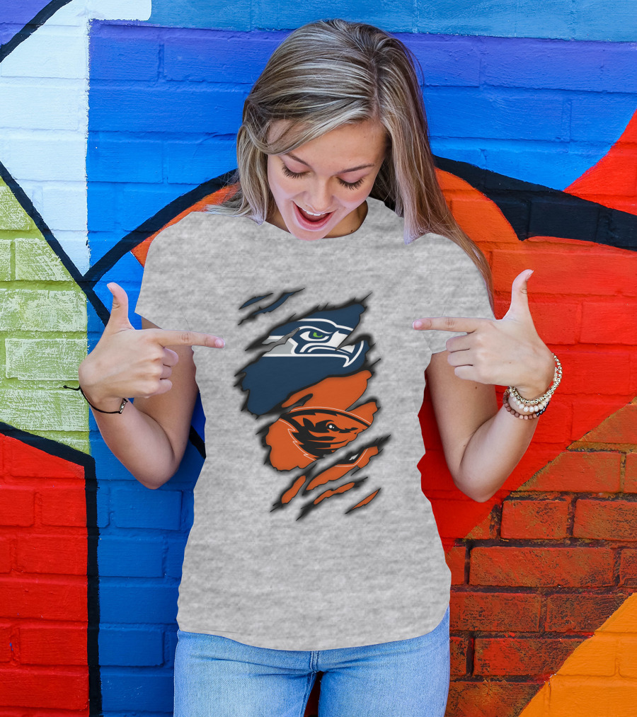 Seattle Seahawks Oregon State Beavers Claw T-Shirt