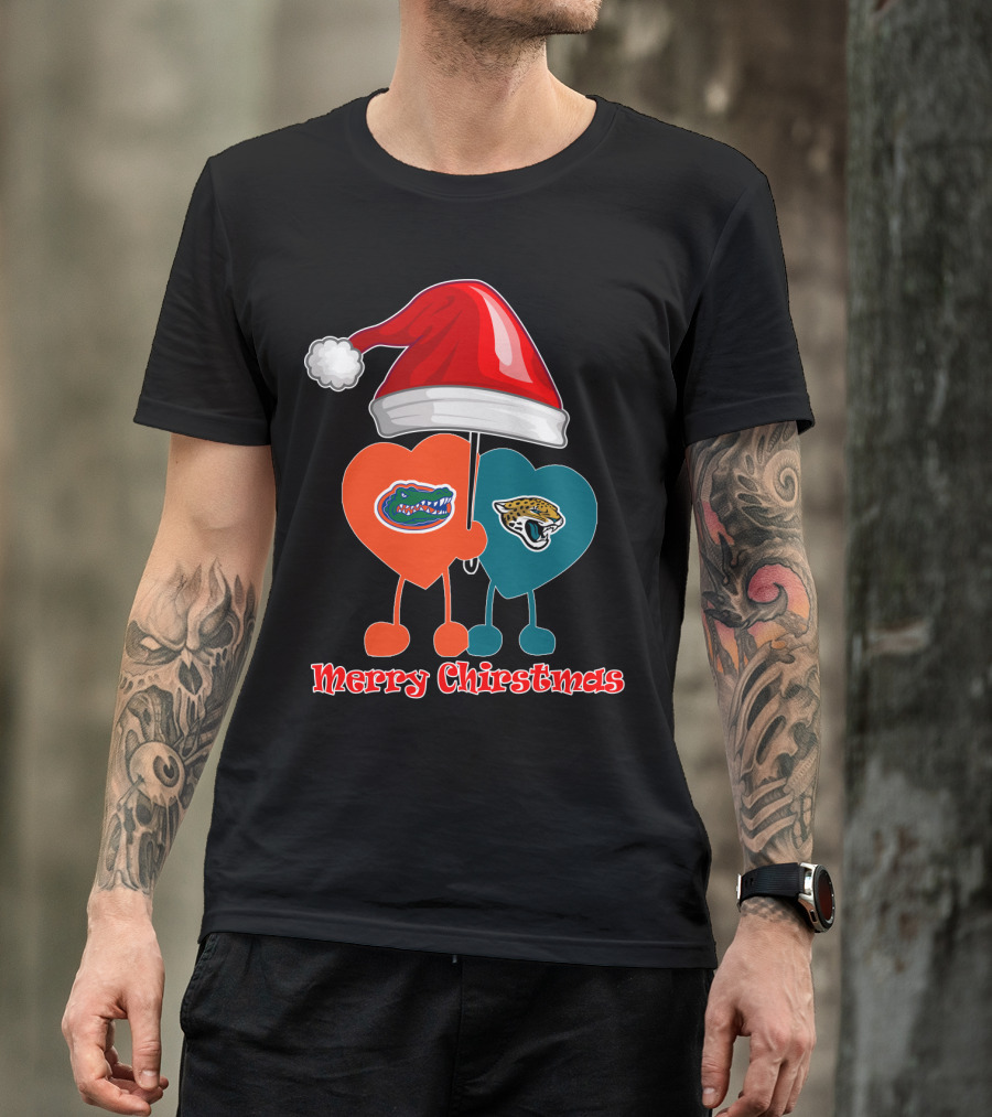 Florida Gators Jacksonville Jaguars Merry Christmas Santa Hat T-Shirt