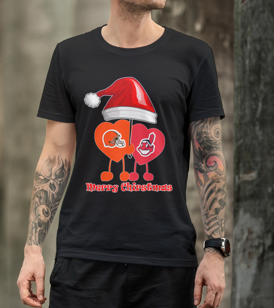 Cleveland Browns Cleveland Indians Merry Christmas T-Shirt