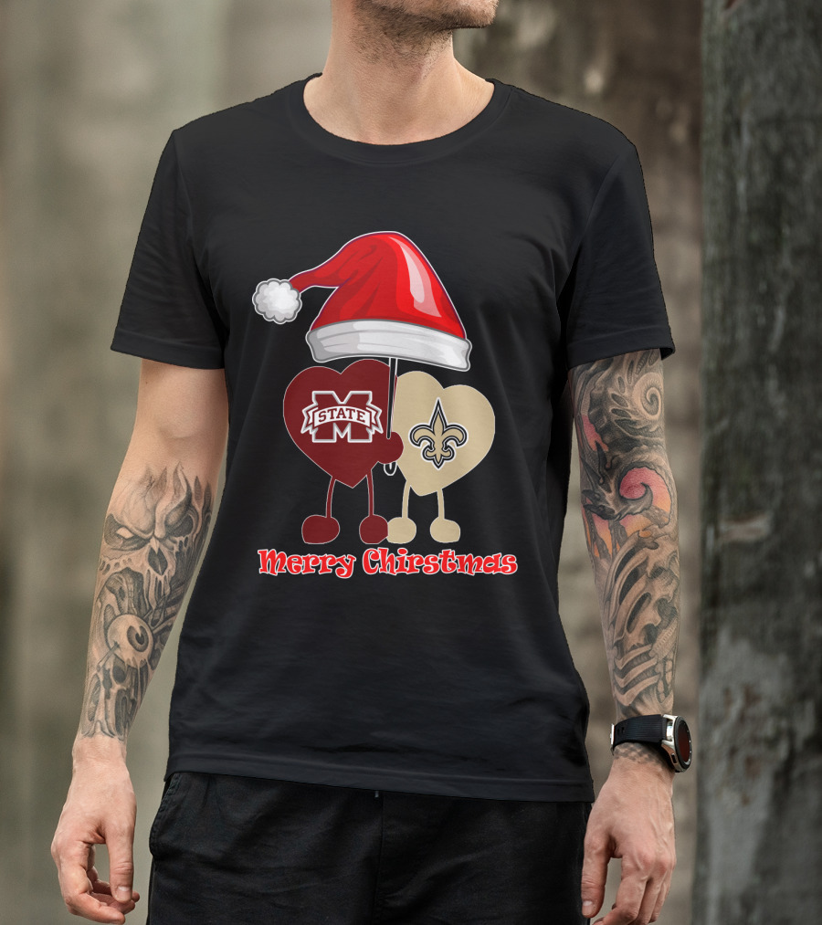 Merry Christmas New Orleans Saints Ms State T-Shirt