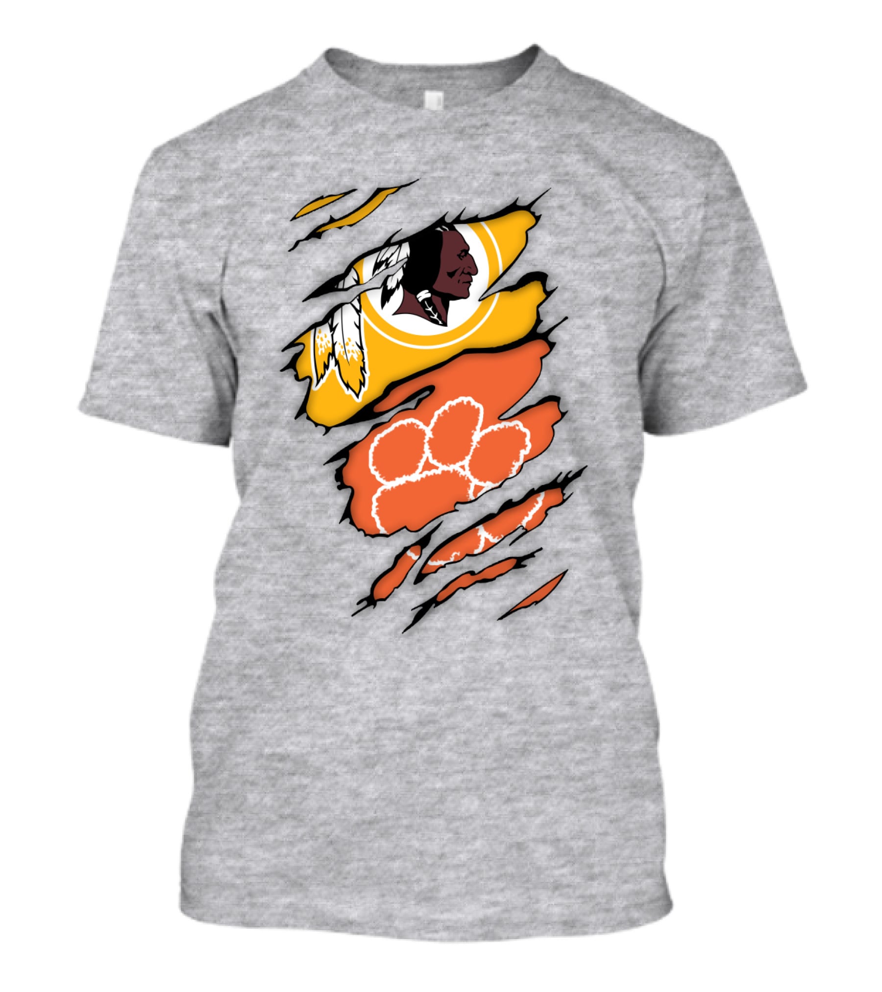 Washington Redskins Clemson Tigers Claw Marks Logo Art T-Shirt