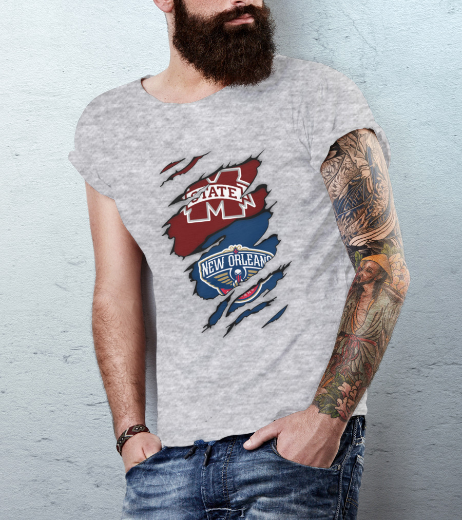 New Orleans Pelicans MS State Logo Crossover T-Shirt