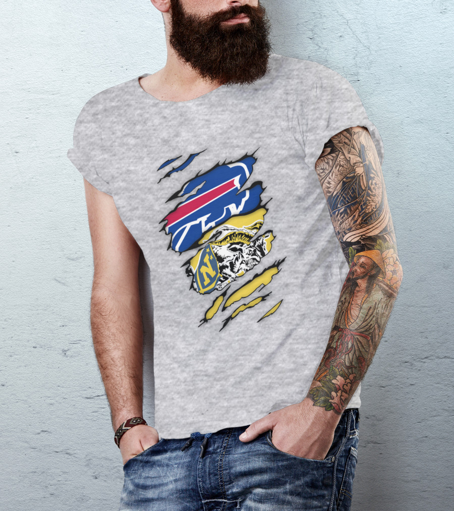 Navy Midshipmen Buffalo Bills Claw Scratch T-Shirt
