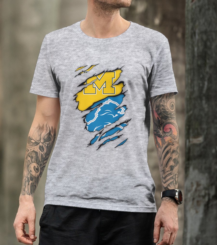 Detroit Loins Michigan M Wolverine Lion Claw Marks T-Shirt
