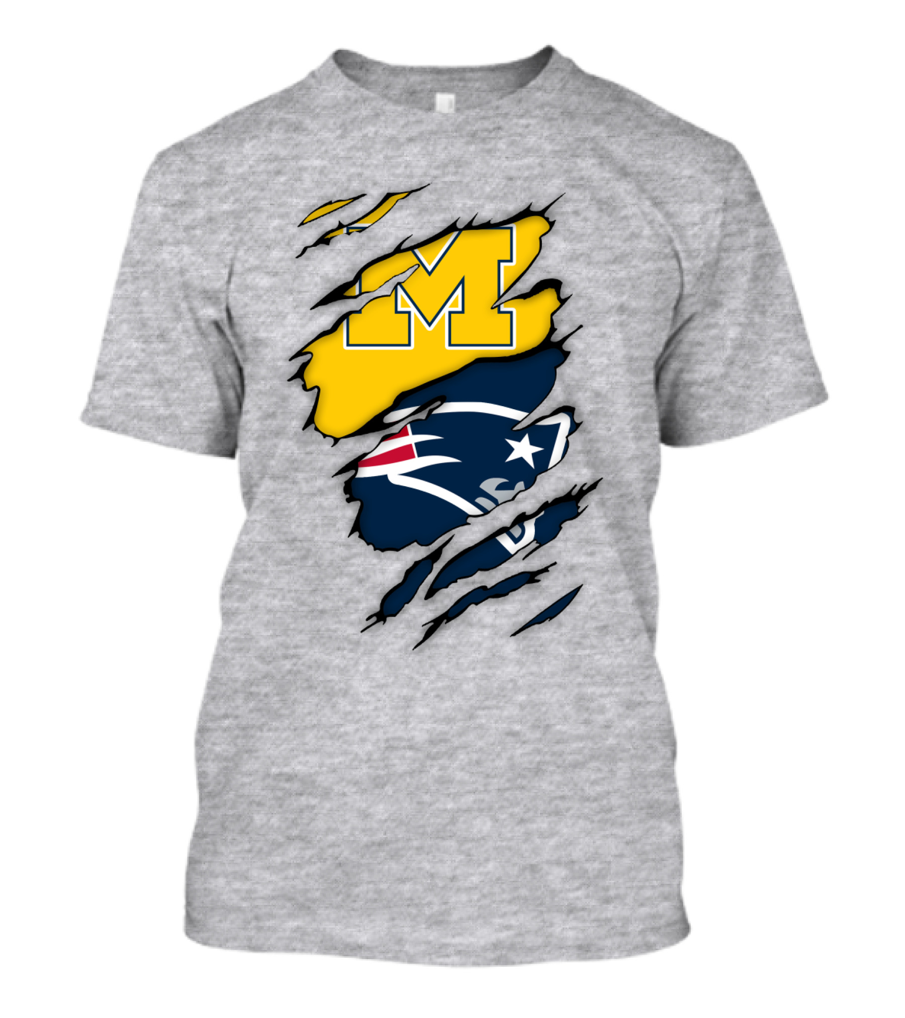 New England Patriots Michigan Wolverines Logo Blend T-Shirt
